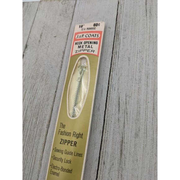 Vintage J&P Coats Neck Opening Metal Zipper 18" Primrose 72-A - Picture 2 of 4